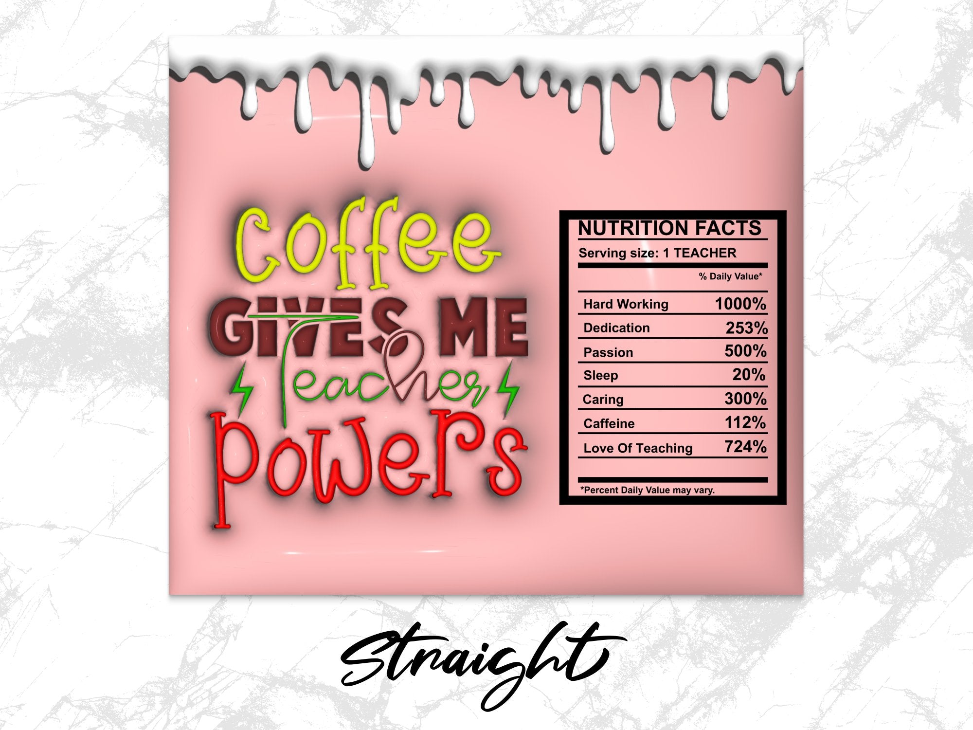 Teacher Tumbler Wrap Sublimation Design | Coffee Gives Me Teacher Powe | 20oz Tumbler Sublimation Design PNG