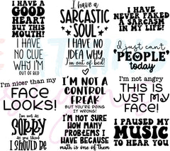 Sarcastic SVG Bundle for Cricut and  Silhouette - 72 Designs | Funny S | Funny Sarcastic Quotes SVG bundle