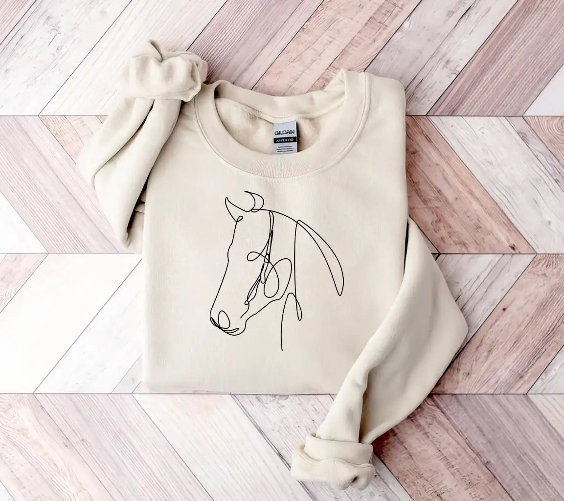 Continuous Line Hand Drawing Vector Illustration Horse Art