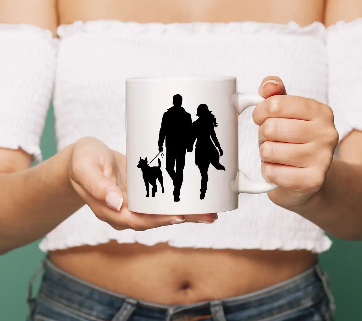 Couple Walking Dog