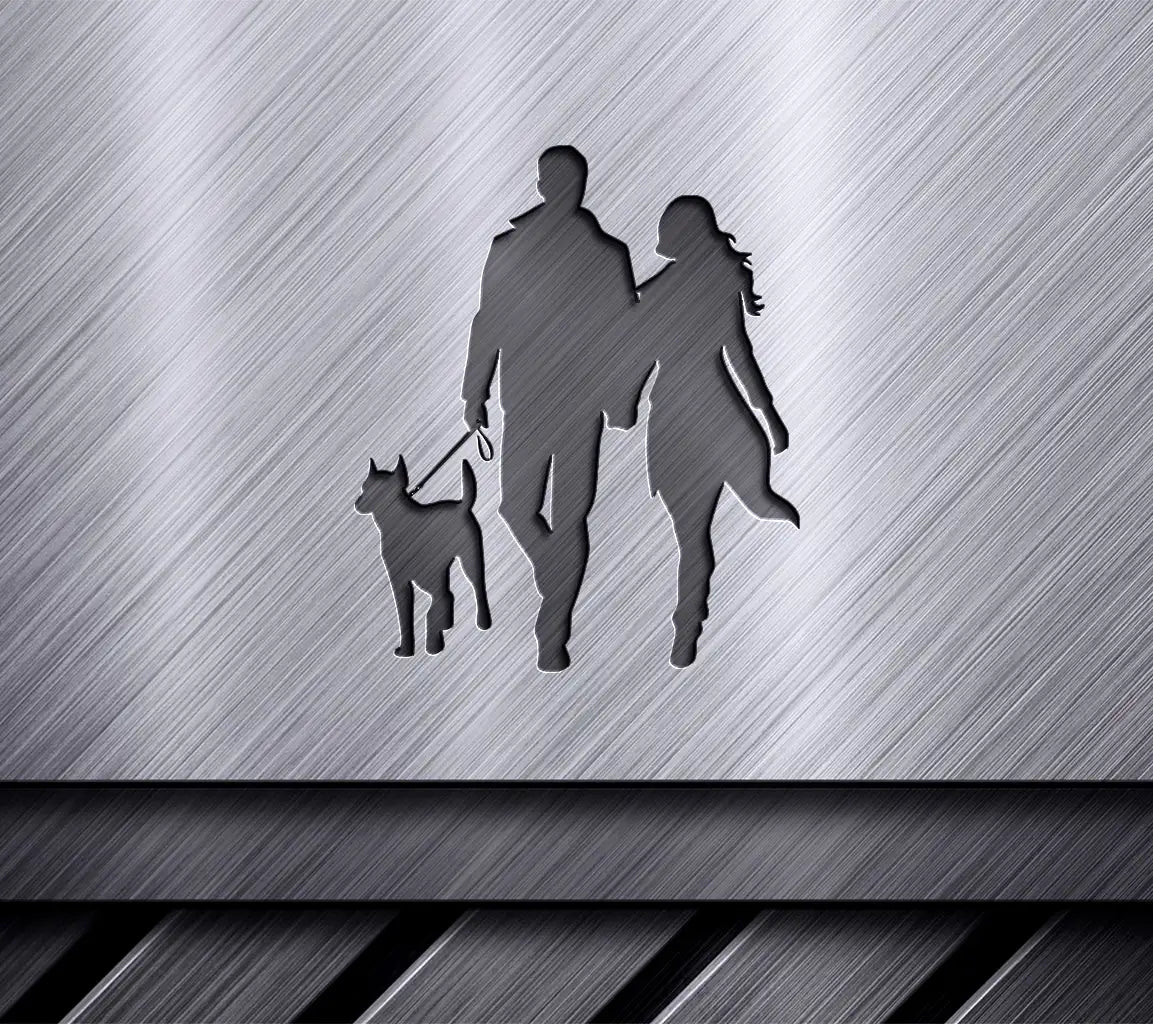 Couple Walking Dog