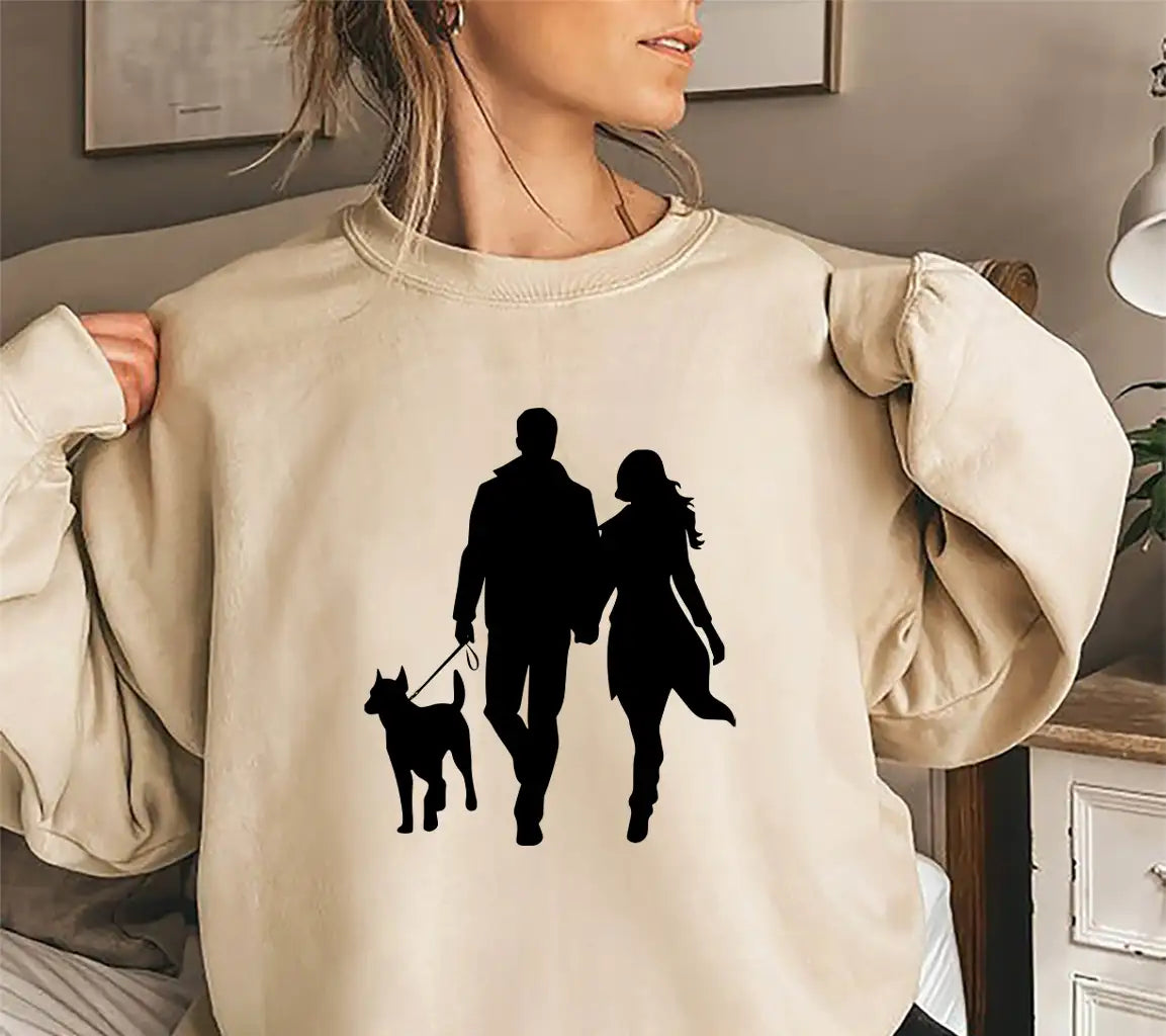 Couple Walking Dog