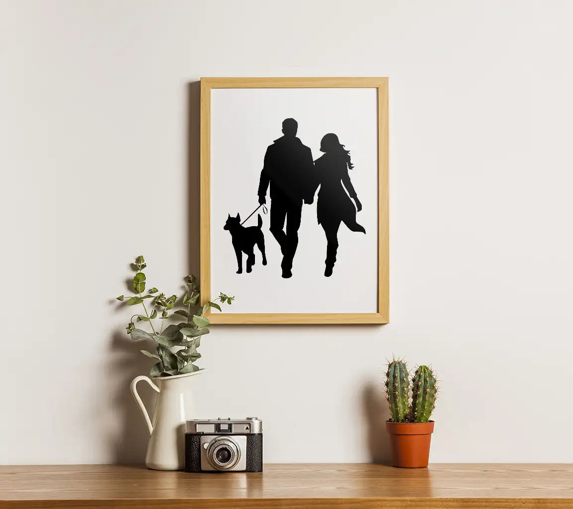 Couple Walking Dog