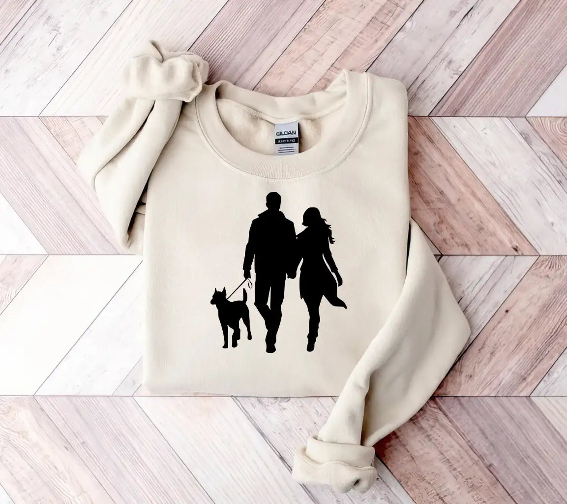 Couple Walking Dog