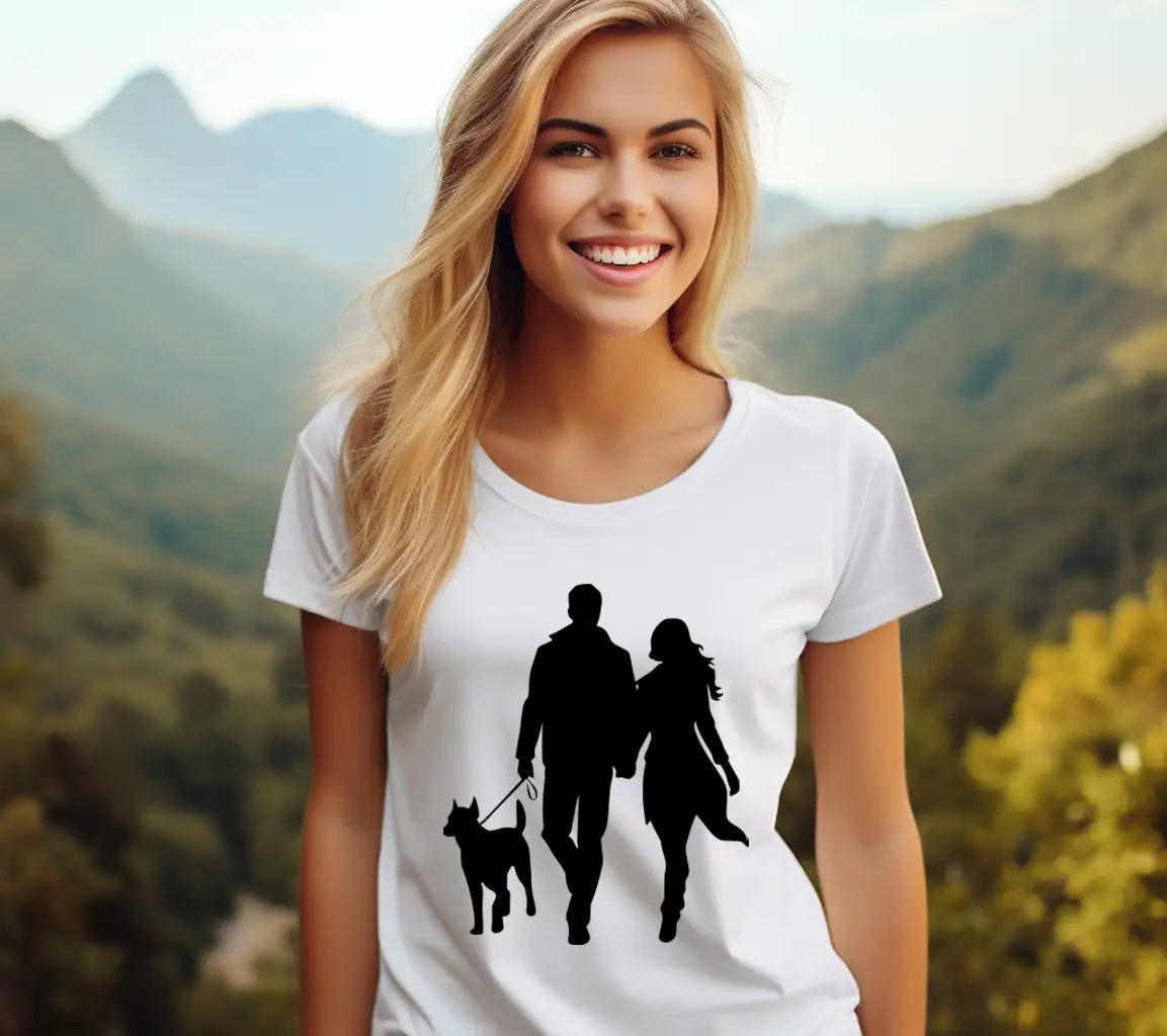 Couple Walking Dog