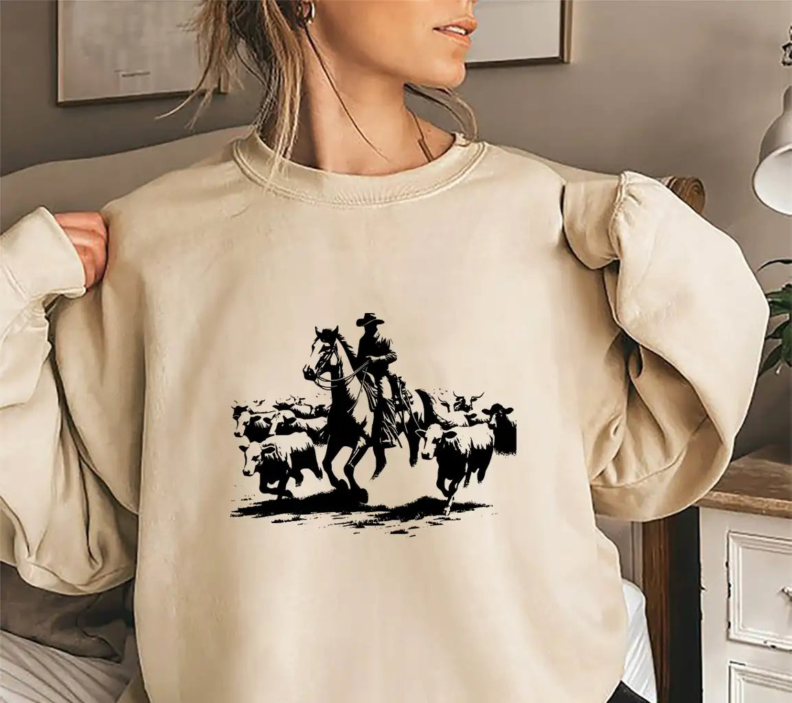 Cowboy Herding Cattle