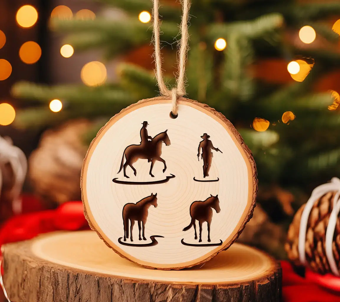 Cowboy And Horse Art Line Handmade Silhouette