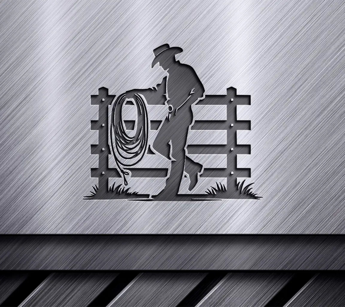 Cowboy On Fence