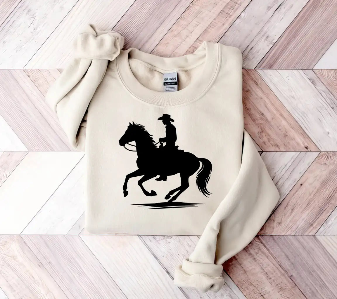 Cowboy Riding A Horse Silhouette Vector Illustration