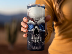 Cracked American Flag Skull 20oz Tumbler Design | Patriotic Smoke Skull Sublimation Wrap | Mystical USA Flag Skull Tumbler Graphic - Gabe Atkins Designs