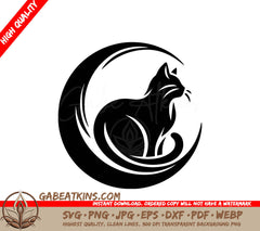 A Cat In A Circle SVG - Crescent Cat SVG