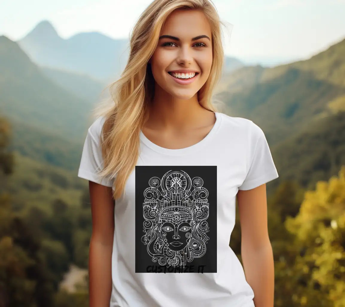  Crowned Woman Face SVG - Vector Outline Illustration SVG