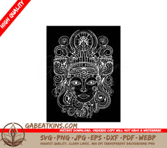  Crowned Woman Face SVG - Vector Outline Illustration SVG