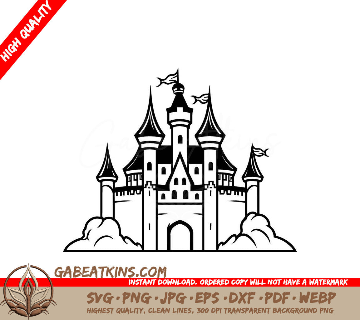  Castle SVG Majestic Crowned Keep with Flags SVG
