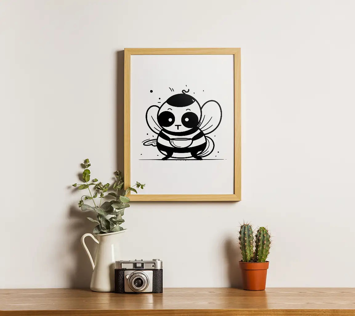 Cute Bee with T Initial -  SVG Illustration SVG
