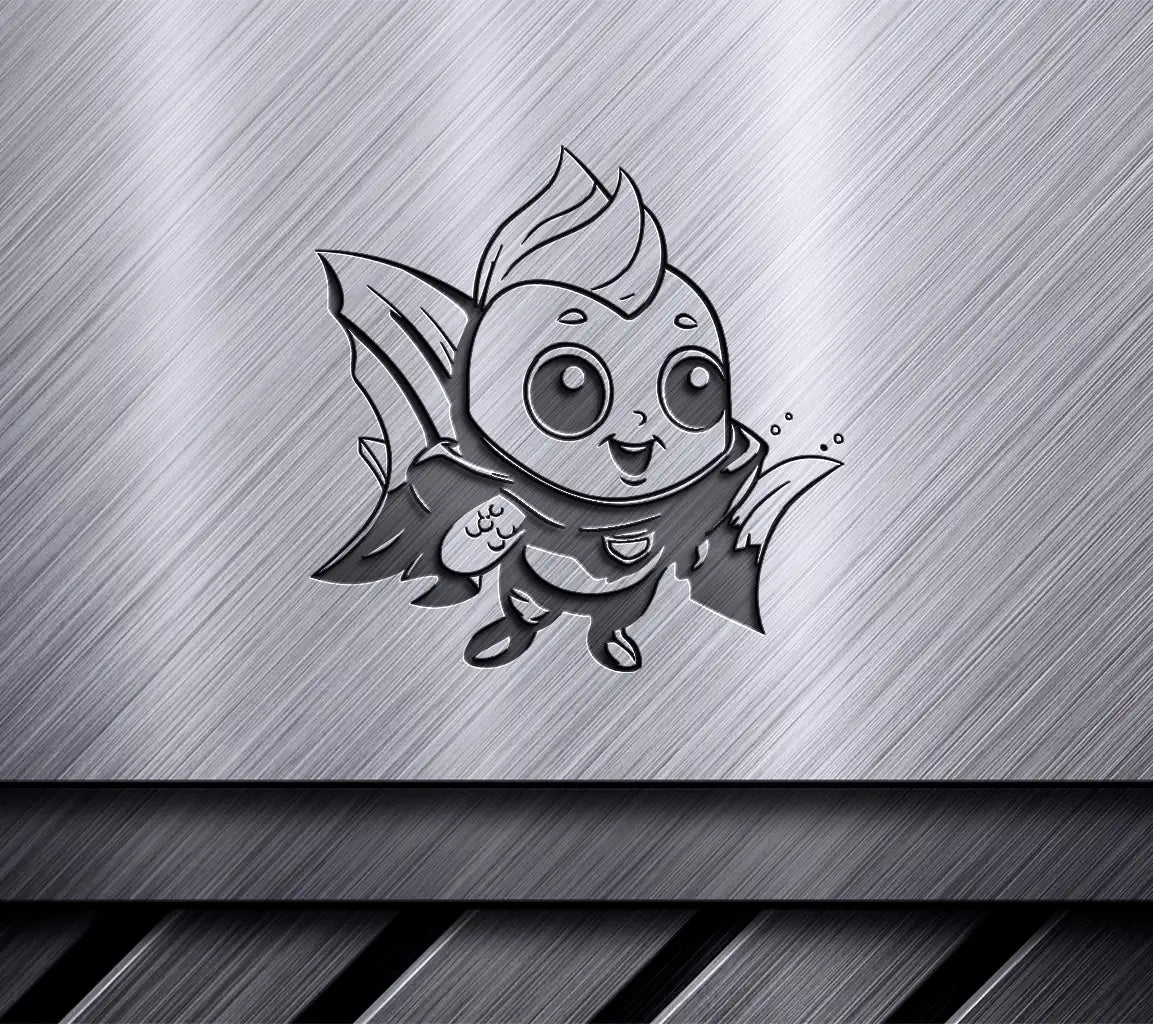 Cute Flying Fish with Cape SVG -  Cartoon Illustration SVG