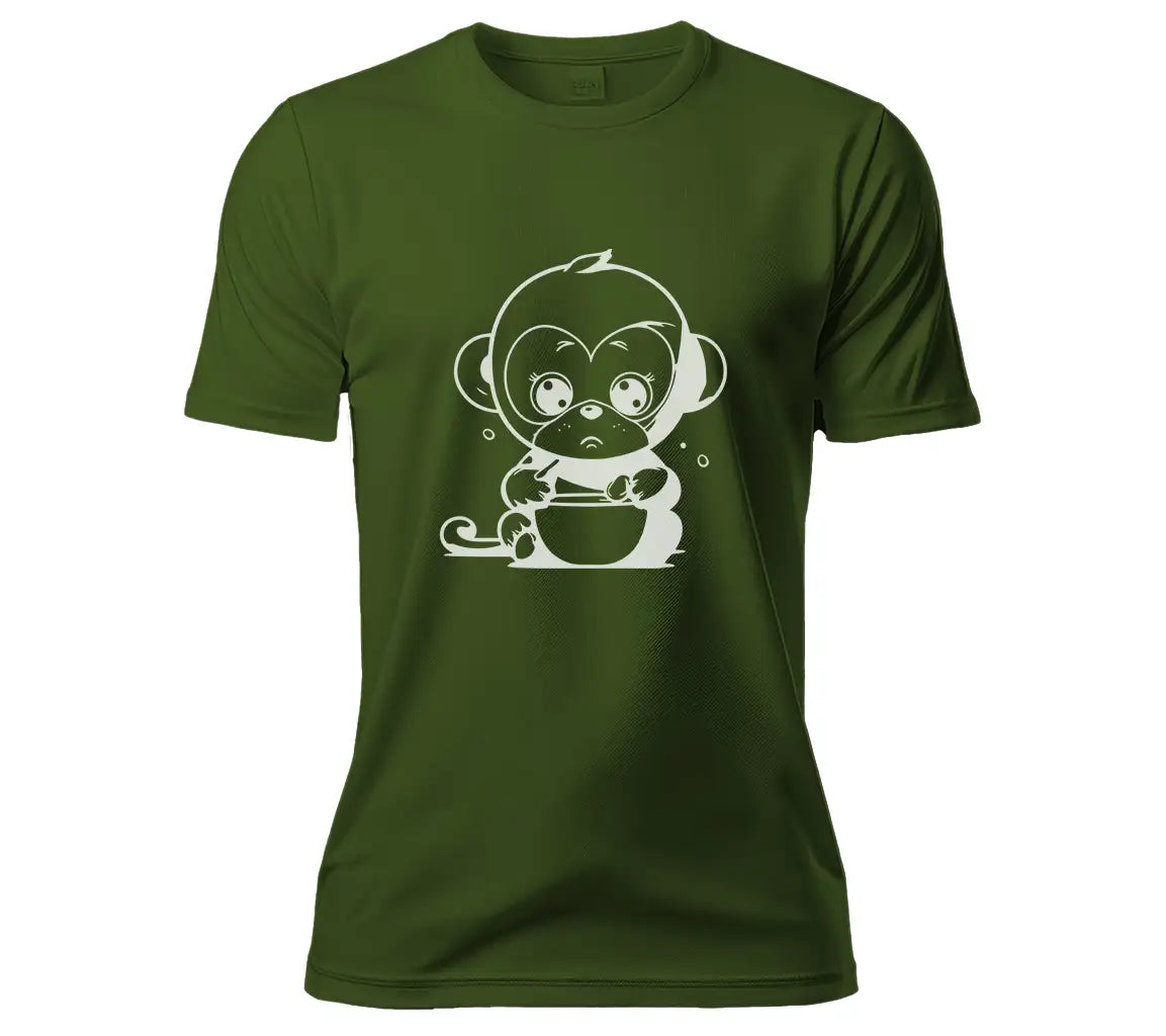 Cute Cartoon Monkey Holding Milk Bowl SVG -  Drawing SVG