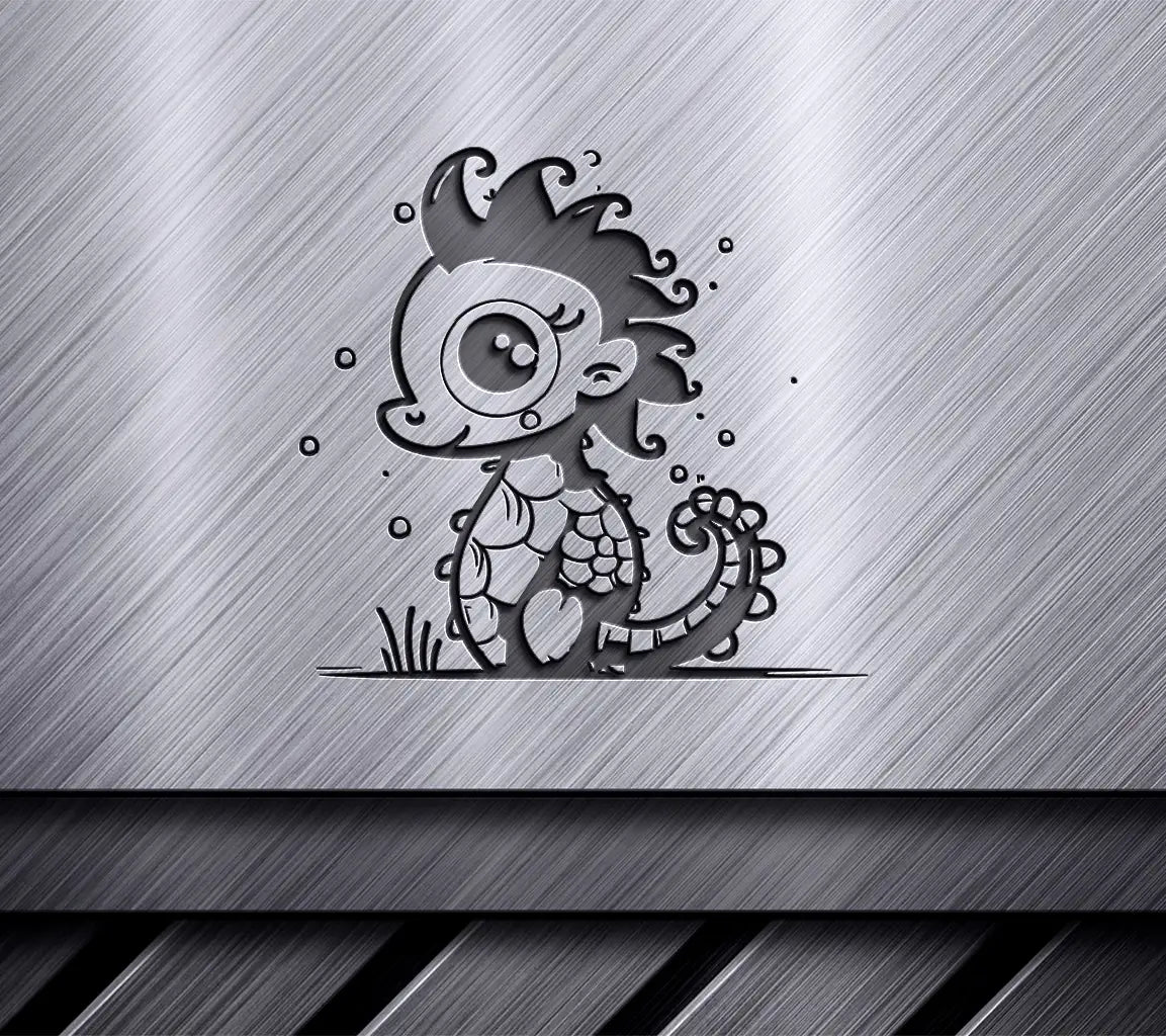 Cute  Seahorse SVG - Big Eyes Cartoon Sea Monster Vector Illustration SVG