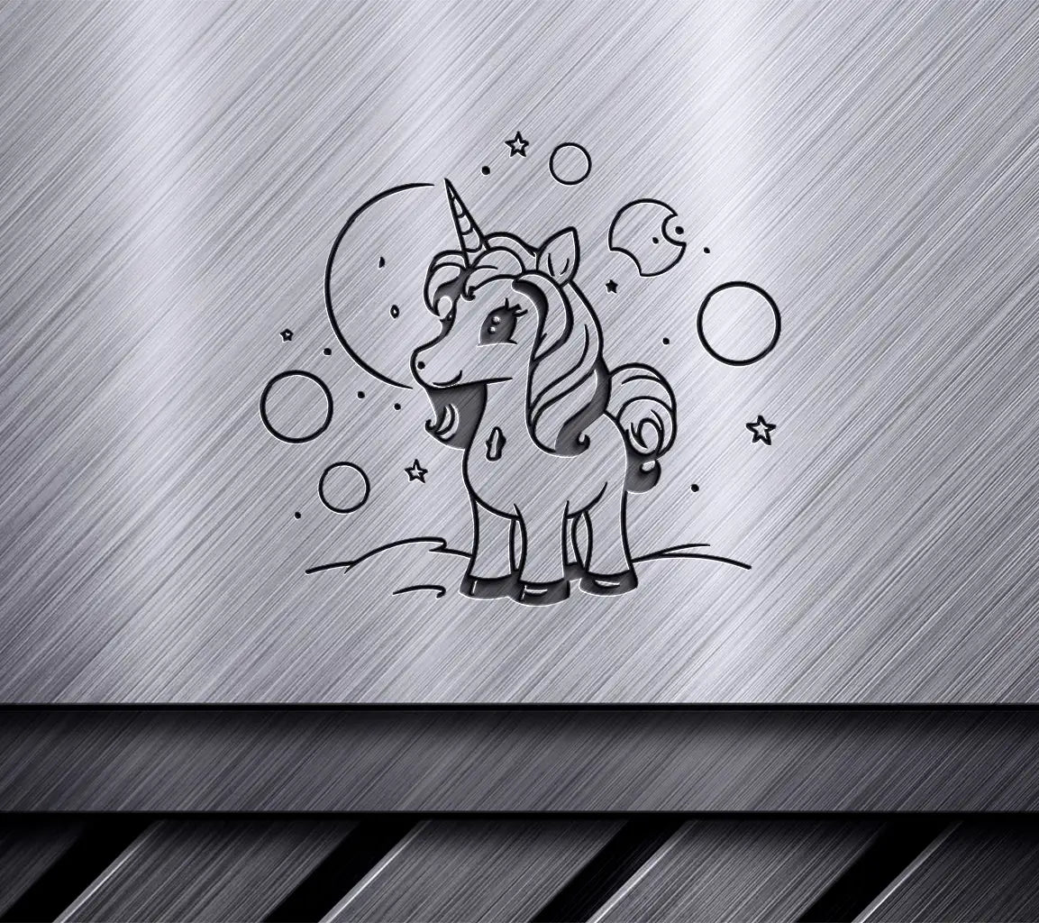 Cute  Unicorn SVG with Stars & Moon - Magic Wand Cartoon Vector Illustration SVG