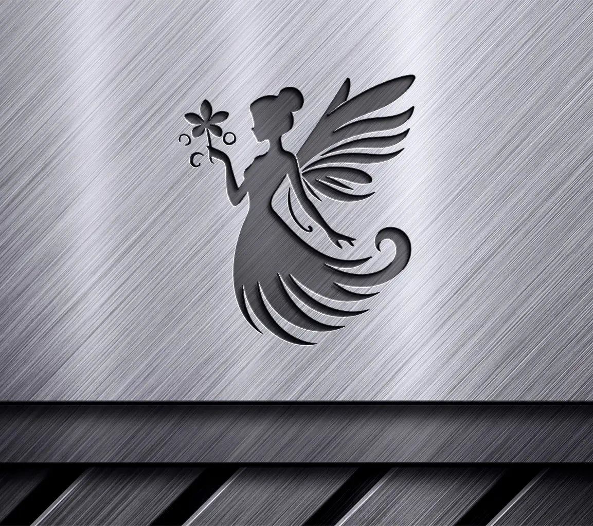  Fairy Silhouette SVG with Flower - Cute Fairy Art SVG