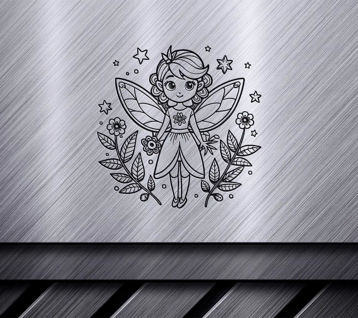  Fairy with Flower SVG - Cute Winged Crown & Stars SVG