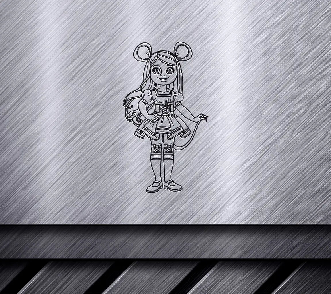Cute Little Girl Mouse Costume Coloring Page SVG -  SVG