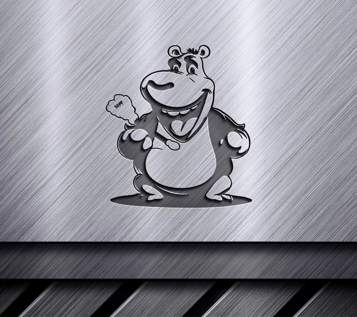 Cute  Hippo with Toothbrush SVG - Duff SVG