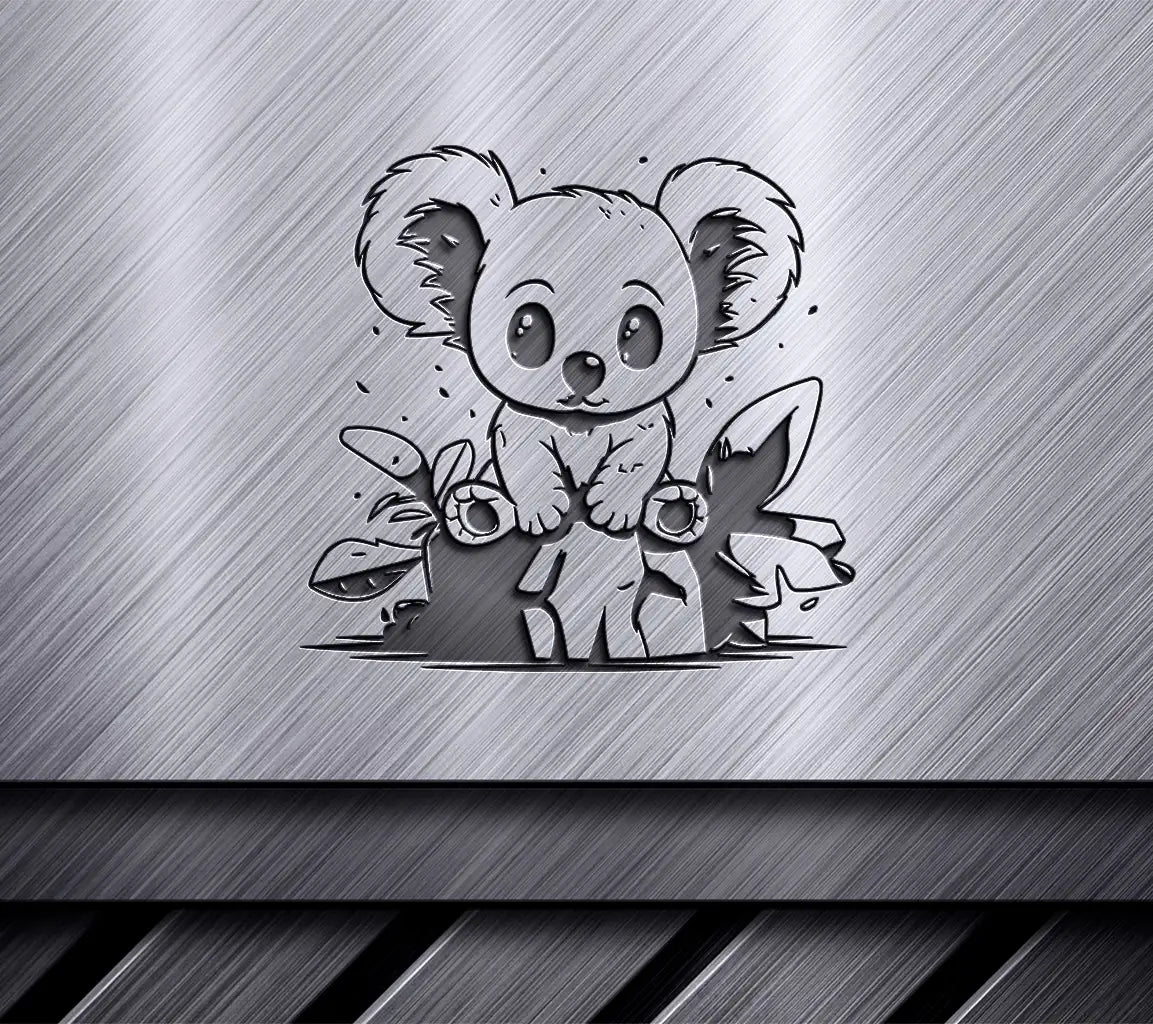 Cute Cartoon Koala Bear SVG -  Rock Sitting Illustration SVG