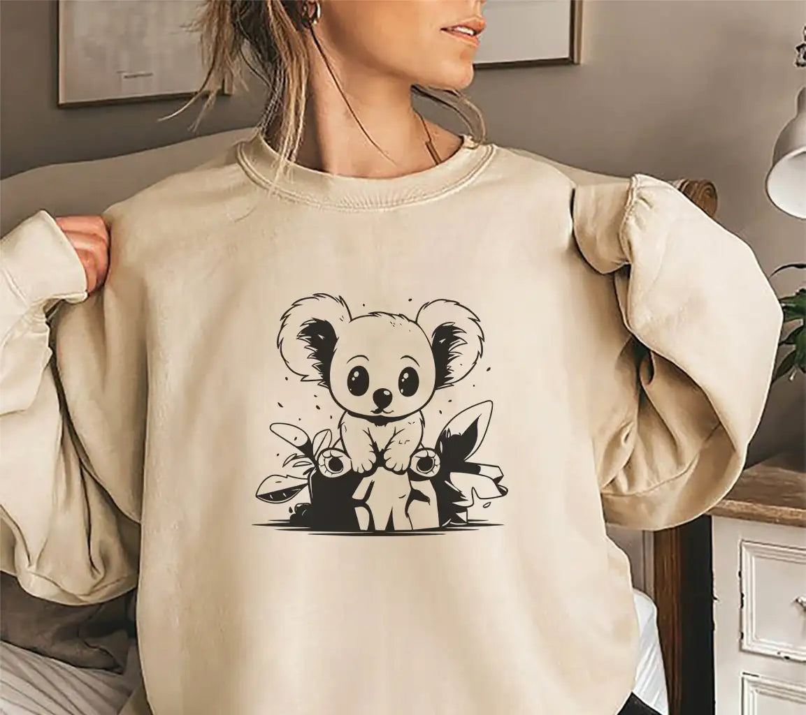 Cute Cartoon Koala Bear SVG -  Rock Sitting Illustration SVG