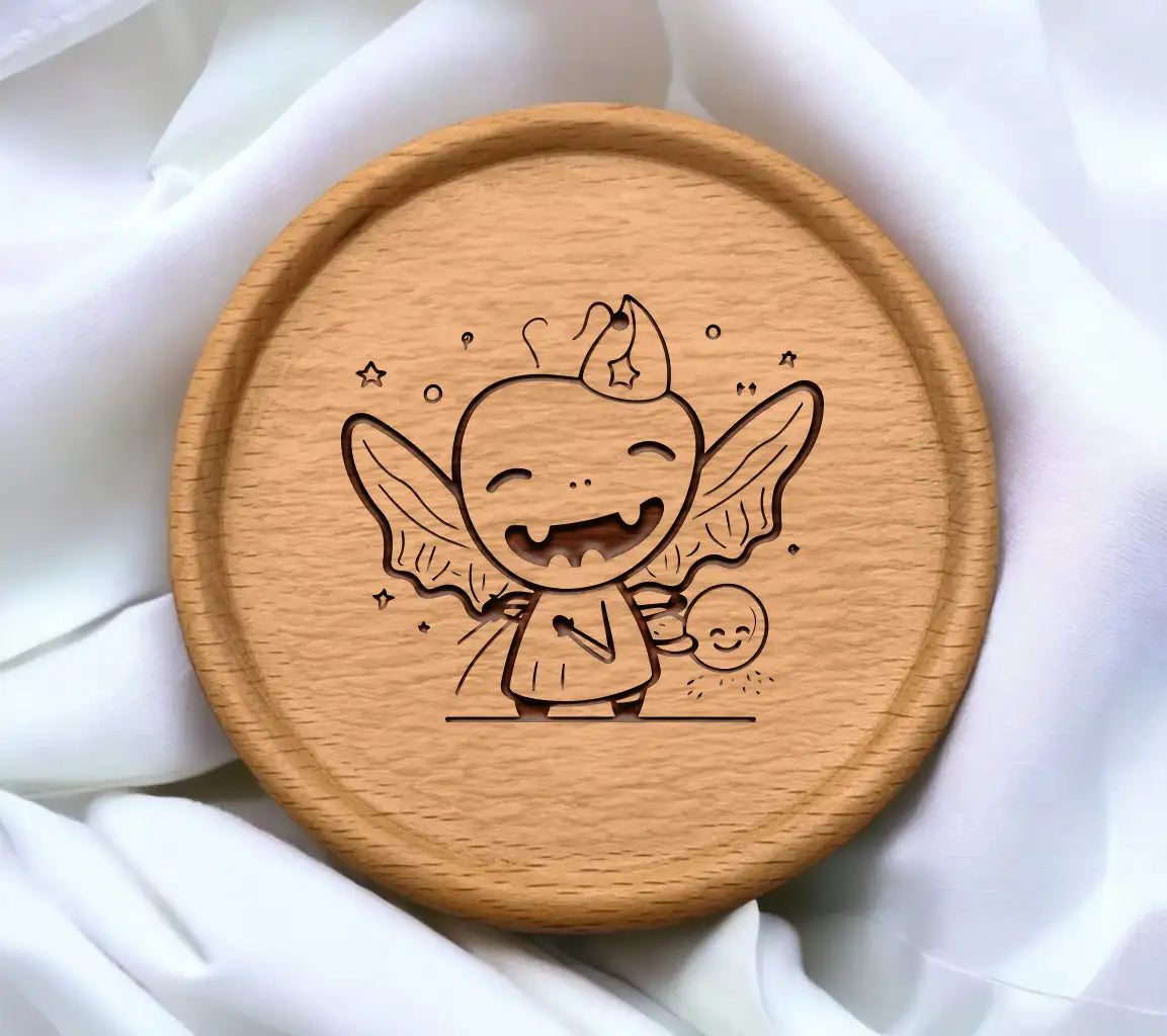 Cute  Fairy Holding Smiley Face SVG - Cartoon Angel with Heart SVG