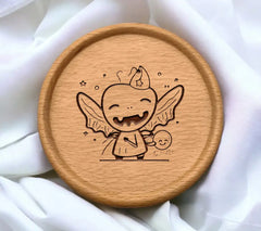 Cute  Fairy Holding Smiley Face SVG - Cartoon Angel with Heart SVG