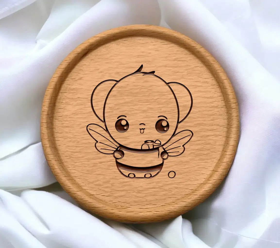 Cute Bee Holding Honey Pot -  SVG Illustration SVG