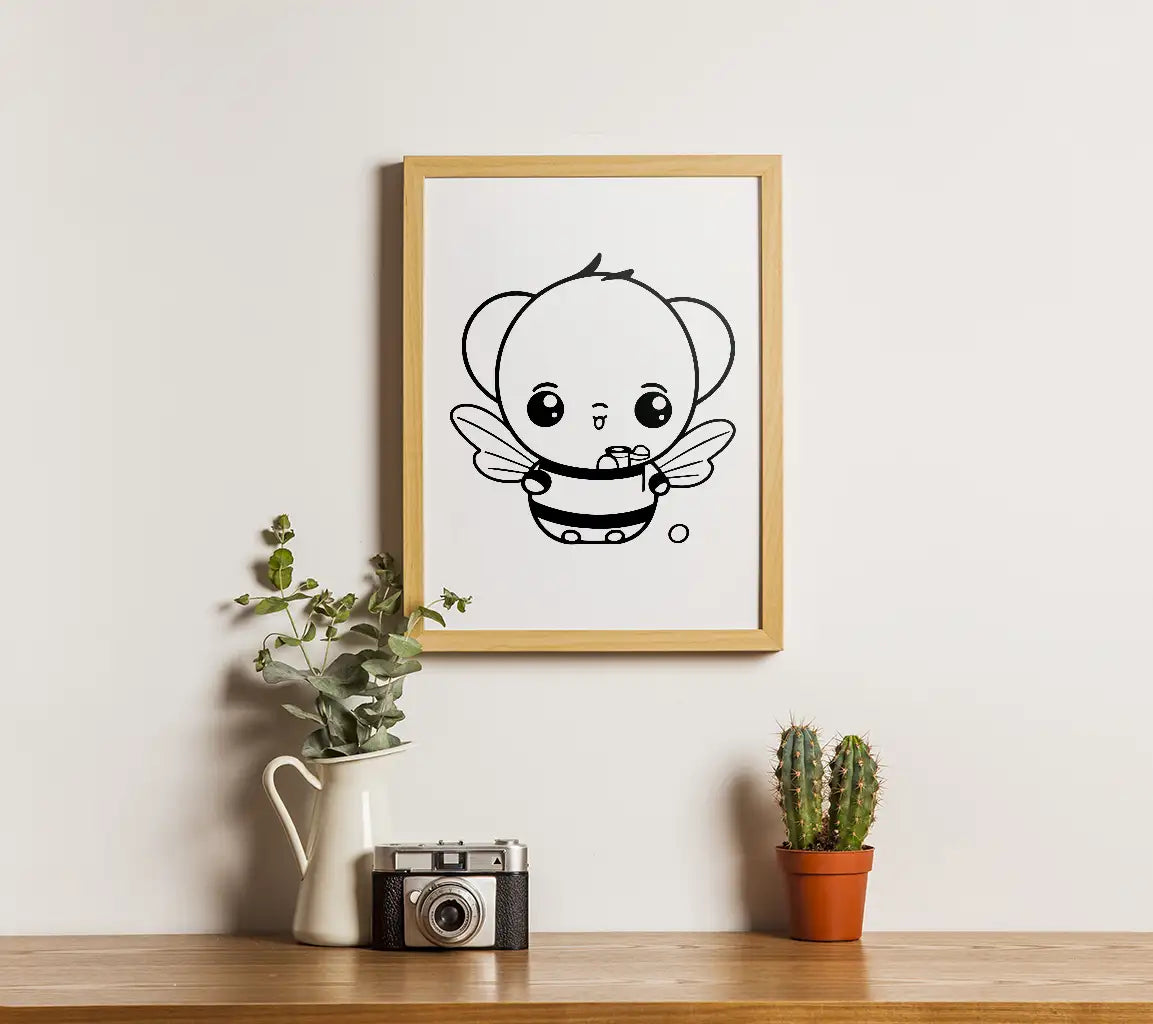 Cute Bee Holding Honey Pot -  SVG Illustration SVG