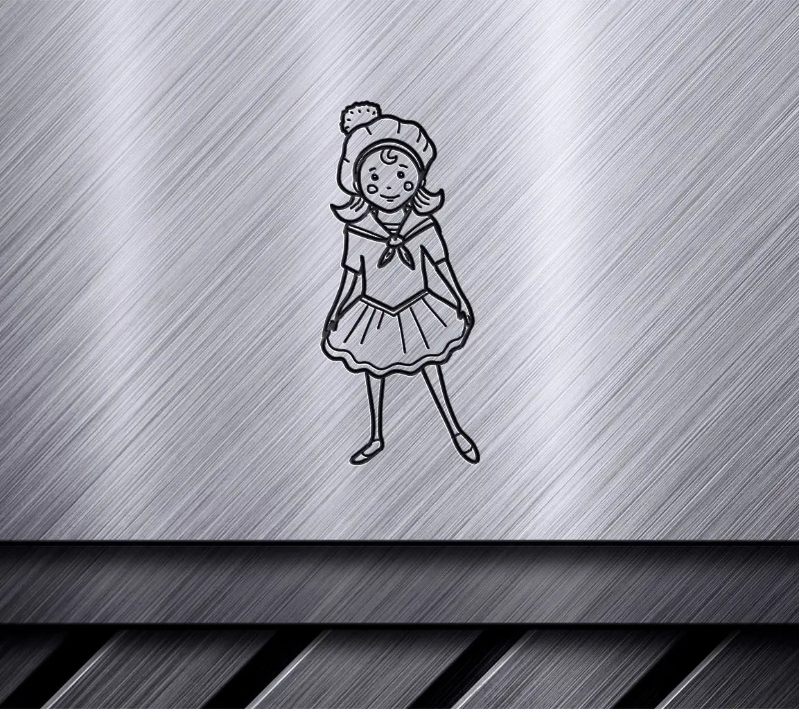 Cute Sailor Girl Doodle SVG -  Nautical Illustration SVG