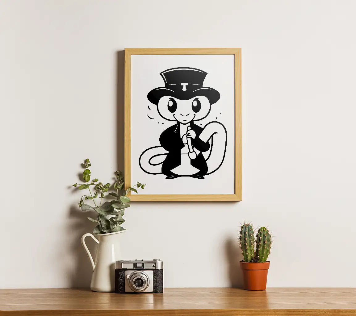 Cute Snake in Top Hat & Suit -  SVG Illustration SVG