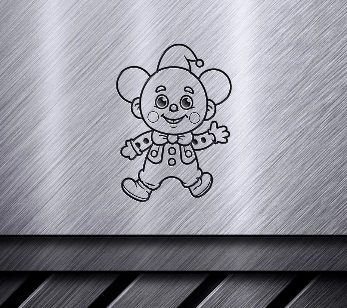 Cute Clown Coloring Page SVG -  Hat and Bow Tie Illustration SVG