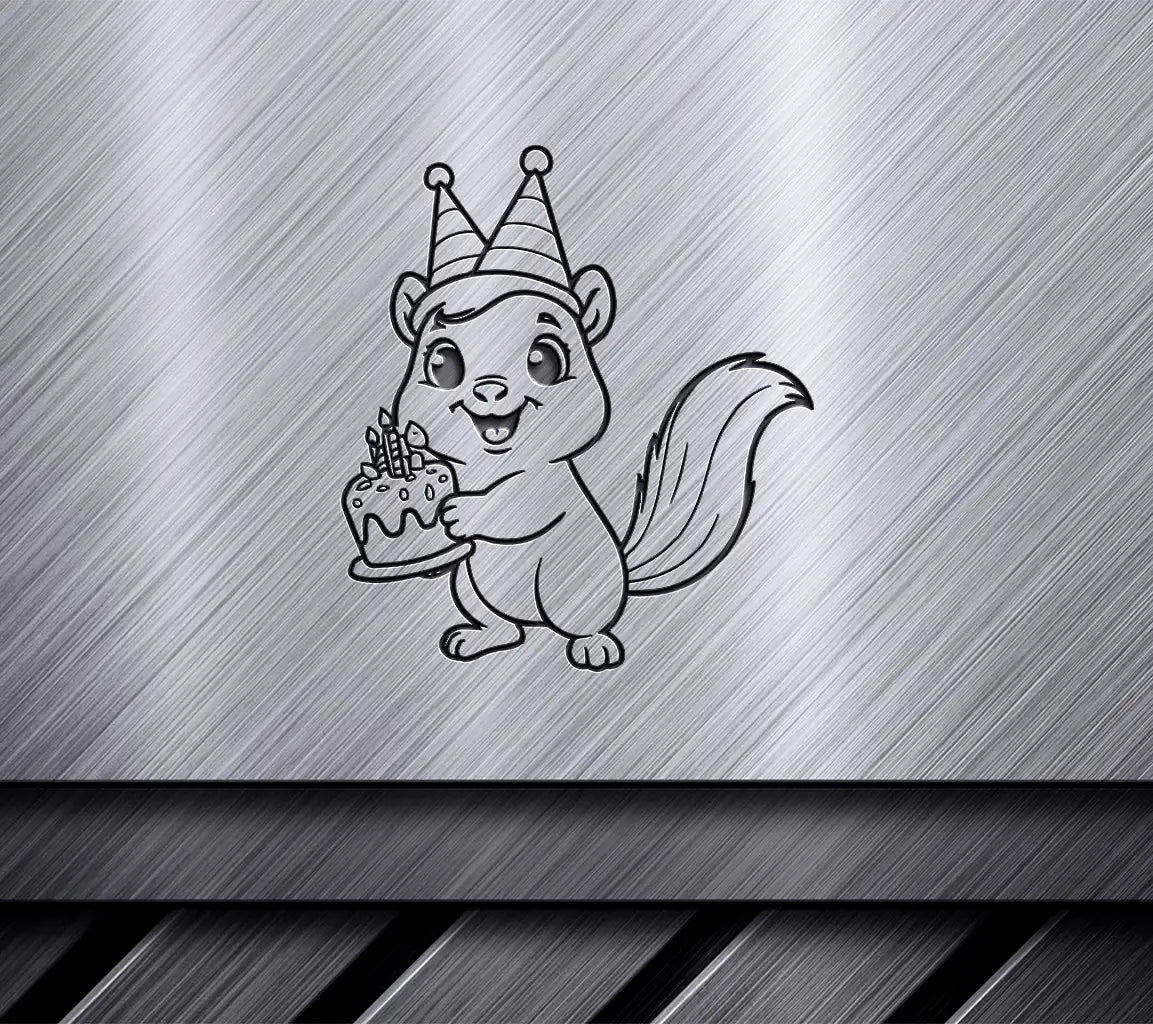 Cute Squirrel Birthday Party Hat SVG Coloring Page SVG
