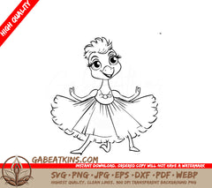 Cute Ostrich Ballerina SVG -  Cartoon Dress Illustration SVG