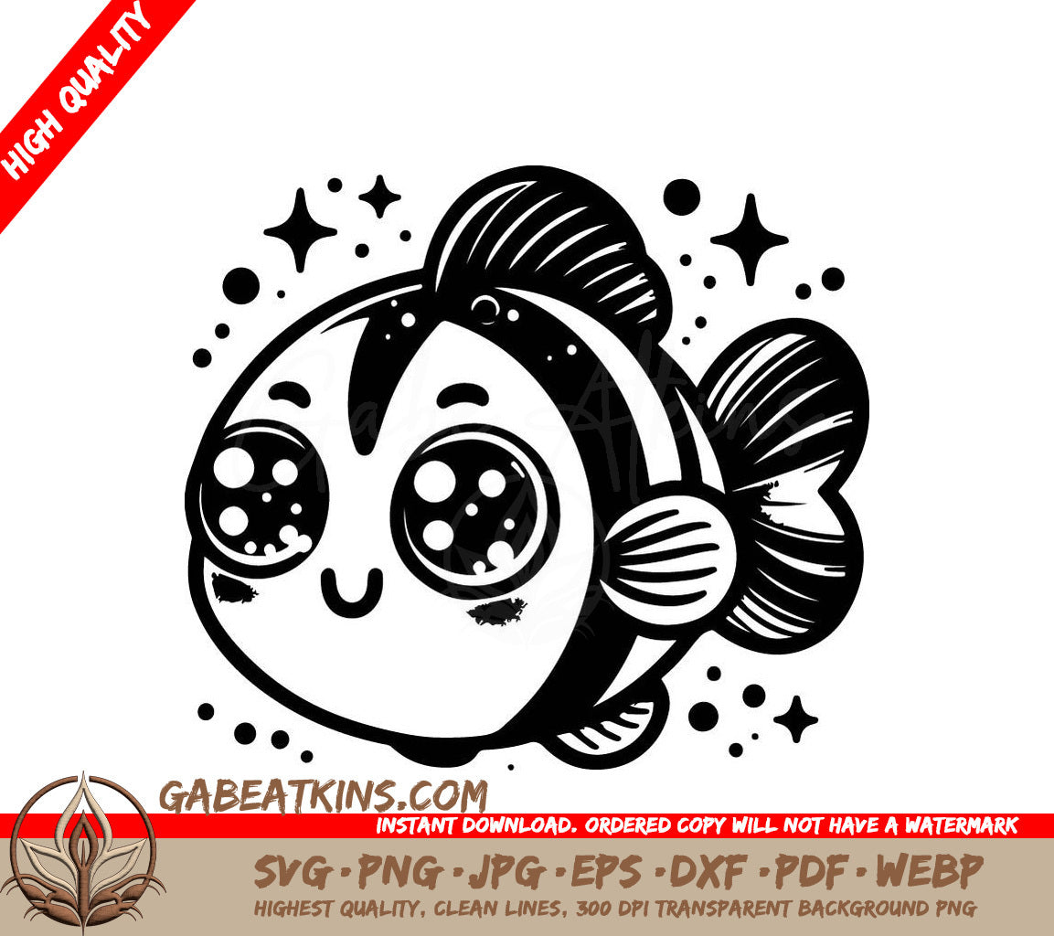 Cute Baby Fish SVG -  Coloring Page for Kids SVG