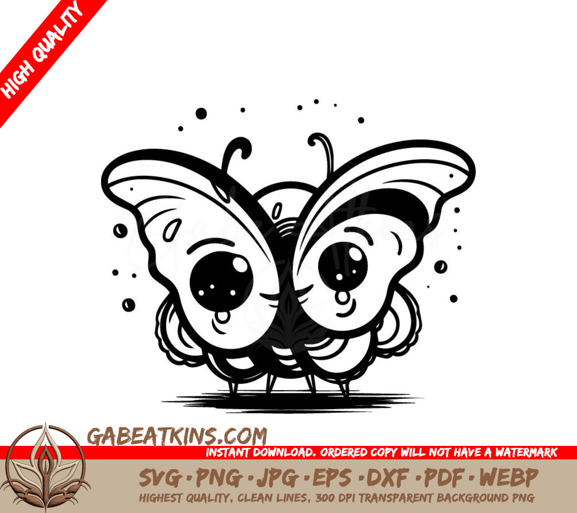 Cute  Butterfly SVG with Big Eyes - Cartoon Vector Illustration SVG