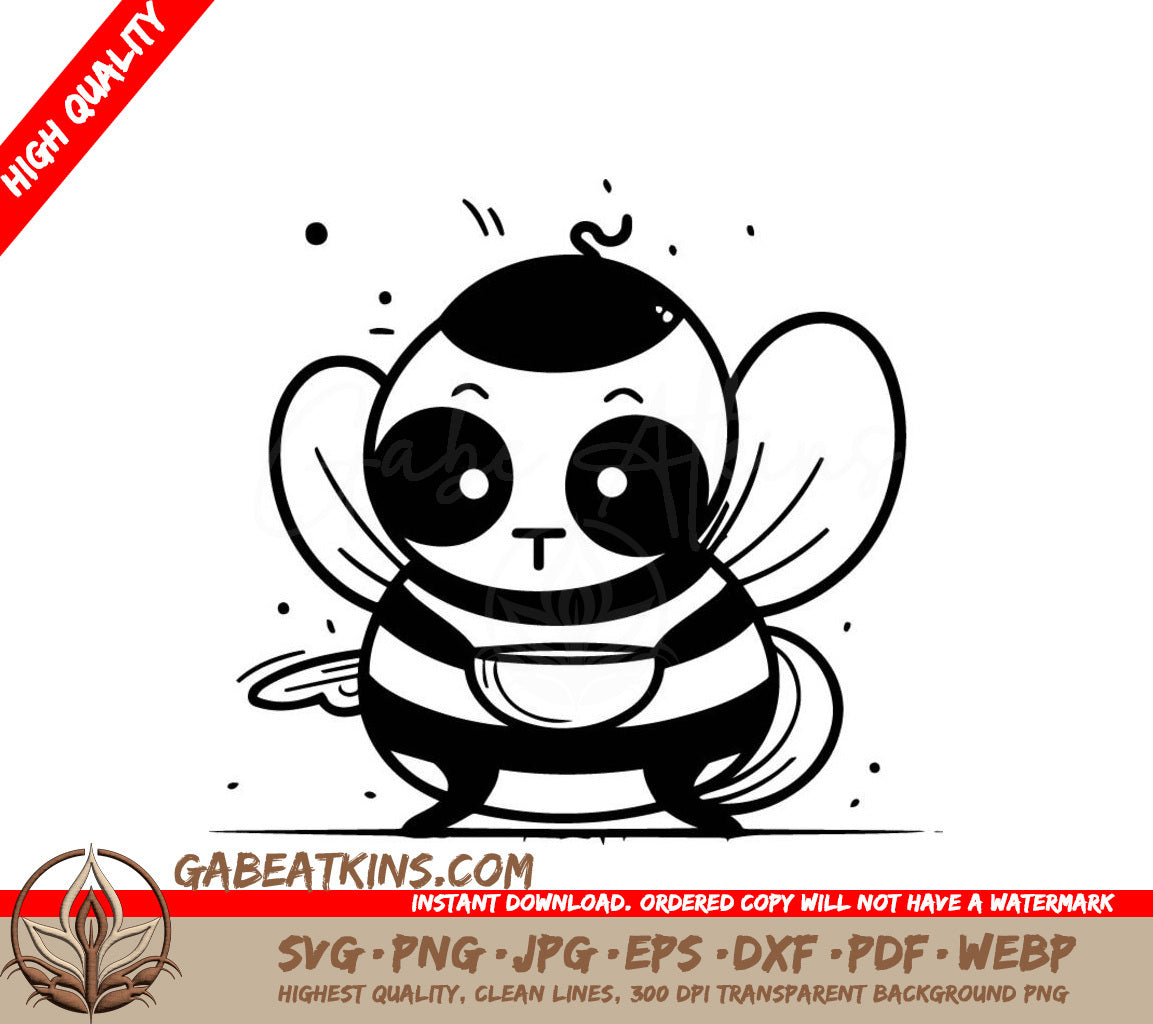 Cute Bee with T Initial -  SVG Illustration SVG
