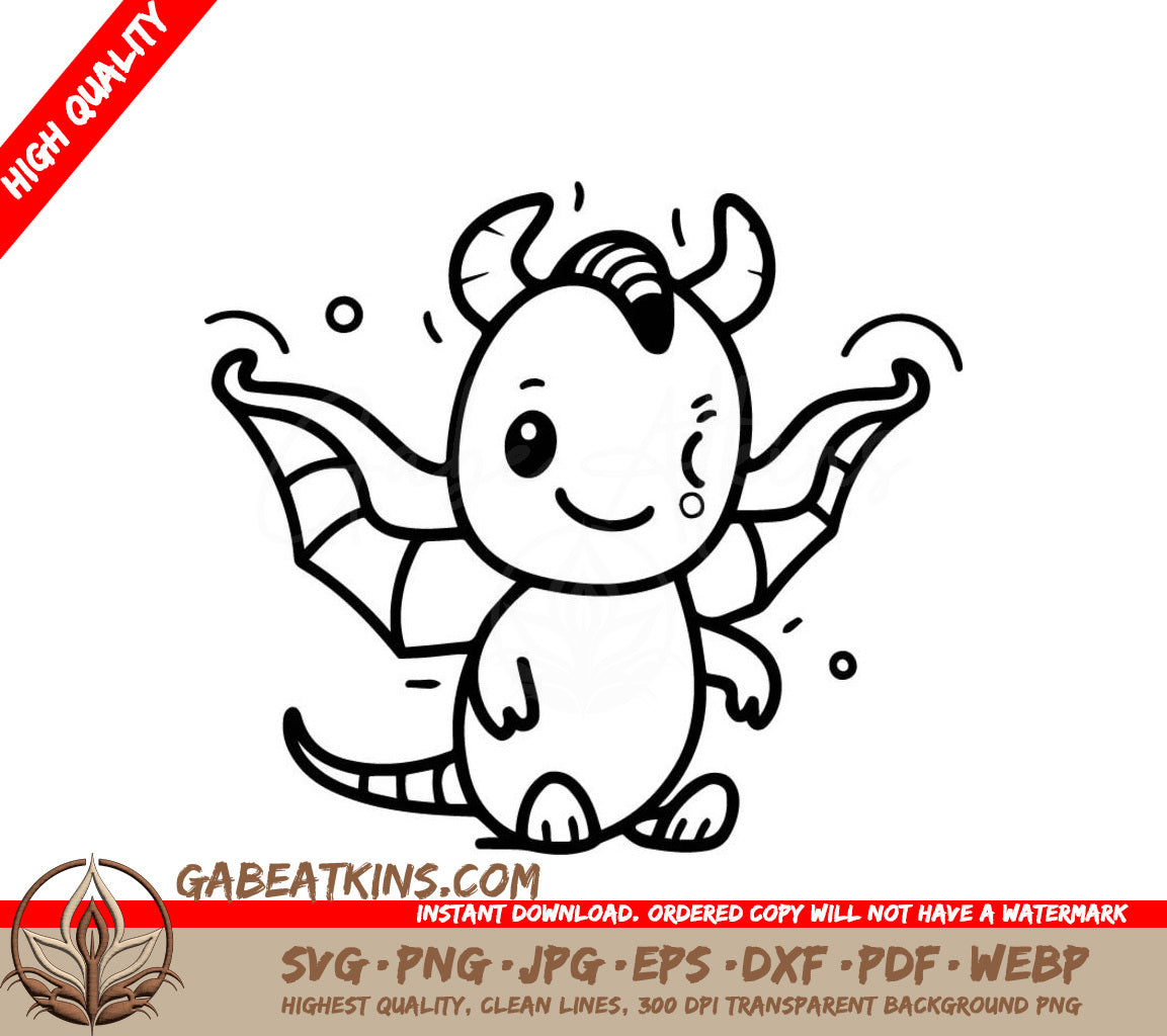Cute  Dragon SVG - Cartoon Character Illustration SVG