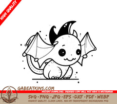 Cute Halloween Dragon SVG -  Cartoon Illustration SVG