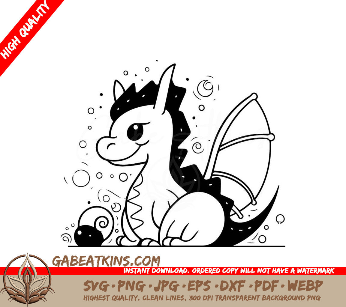  Dragon with Crown SVG + Cute Cartoon Horse with Umbrella & Butterfly SVG SVG