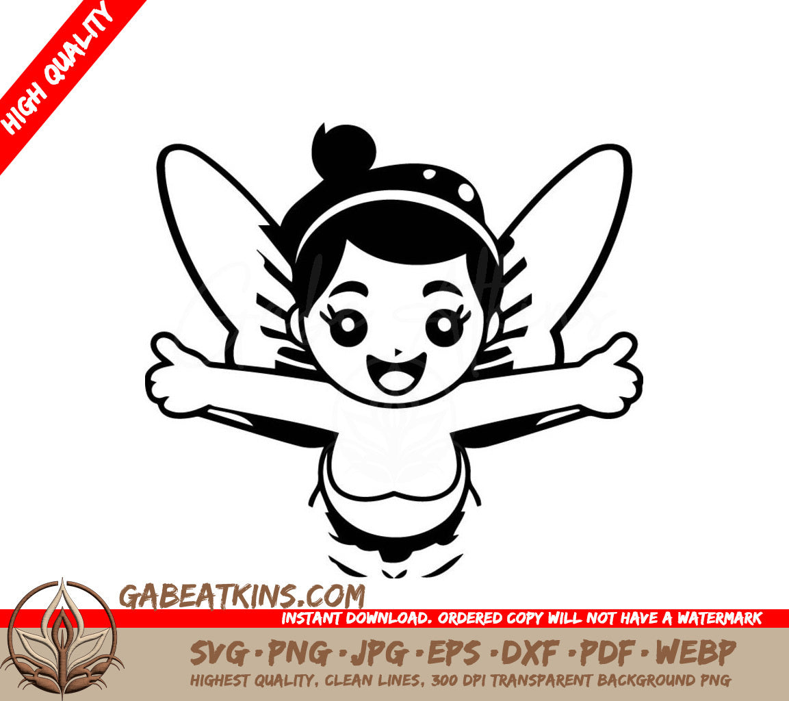 Cute  Fairy Swimming SVG - Cartoon Pool Illustration SVG