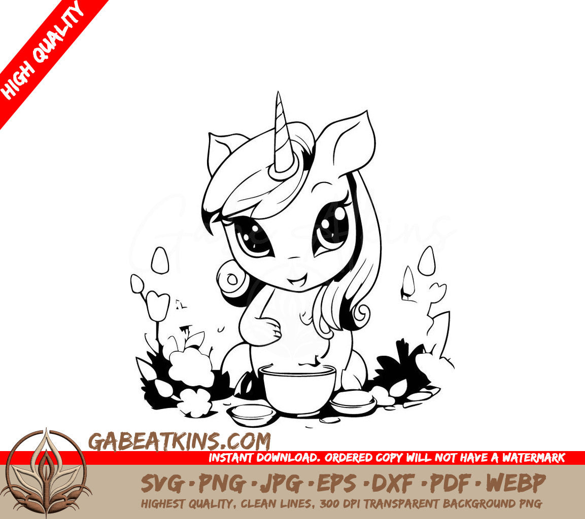 Cute  Unicorn Drinking Milk SVG Vector Illustration SVG
