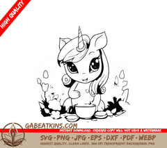 Cute  Unicorn Drinking Milk SVG Vector Illustration SVG