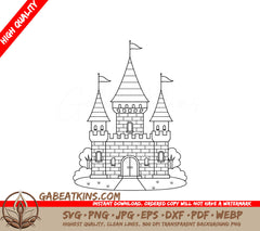  Castle SVG - Coloring Page for Kids SVG