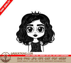 Cute Girl Crown SVG -  Hand Drawn Illustration SVG