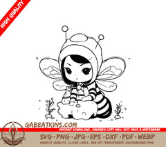 Cute Bee Girl SVG  Drawing with Candle SVG